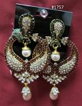 Indian Designer Earrings Red Green Silver CZ Pearl Stylish Earrings